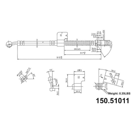 Centric Parts Brake Hose, 150.51011 150.51011